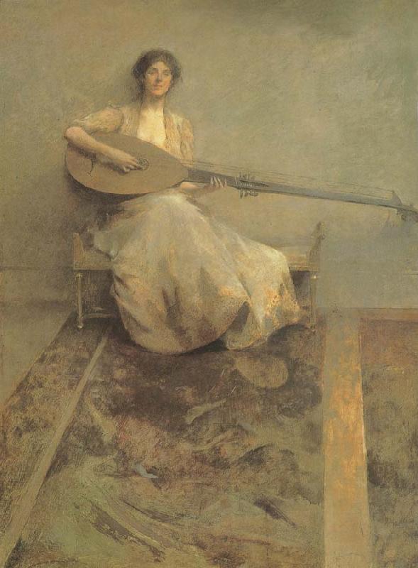Thomas Wilmer Dewing Girl with Lute Sweden oil painting art